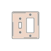 Hubbell SS126 2-Gang Combination Plates Satin Stainless Wallplate - Toggle and Styleline